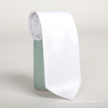 Wholesale Chinese Cheap Mens Polyester Grosgrain White Necktie